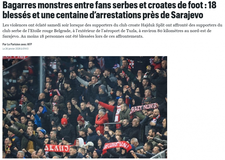 易游体育赛事机构-法媒:克罗地亚和塞尔维亚球迷爆发大规模冲突,93人被捕18人受伤